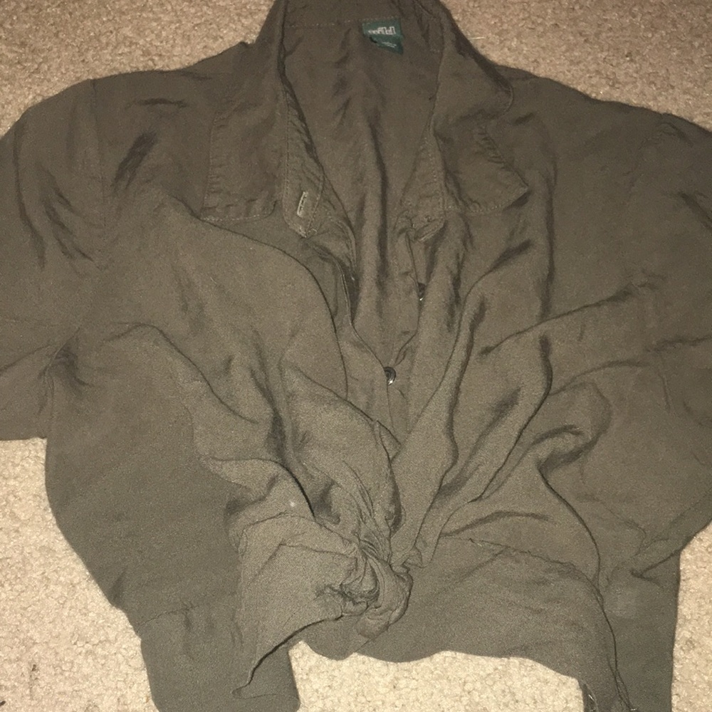 Army green crop top